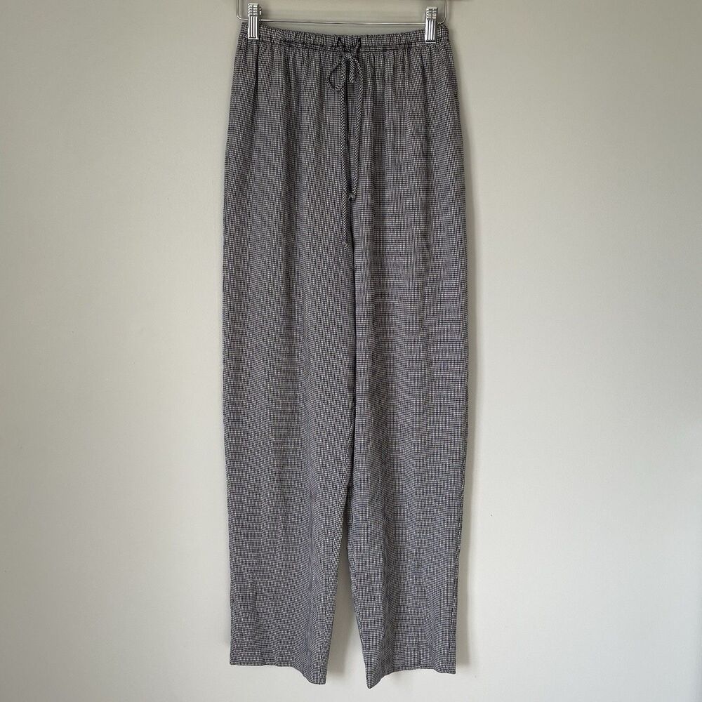 T & Company Vintage Gingham Wide Leg Pants Cottagecore Black White Womens Size 8